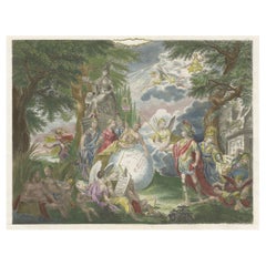 Antique Engraving of Allegorical Celebrations of the British Victories in America, 1880