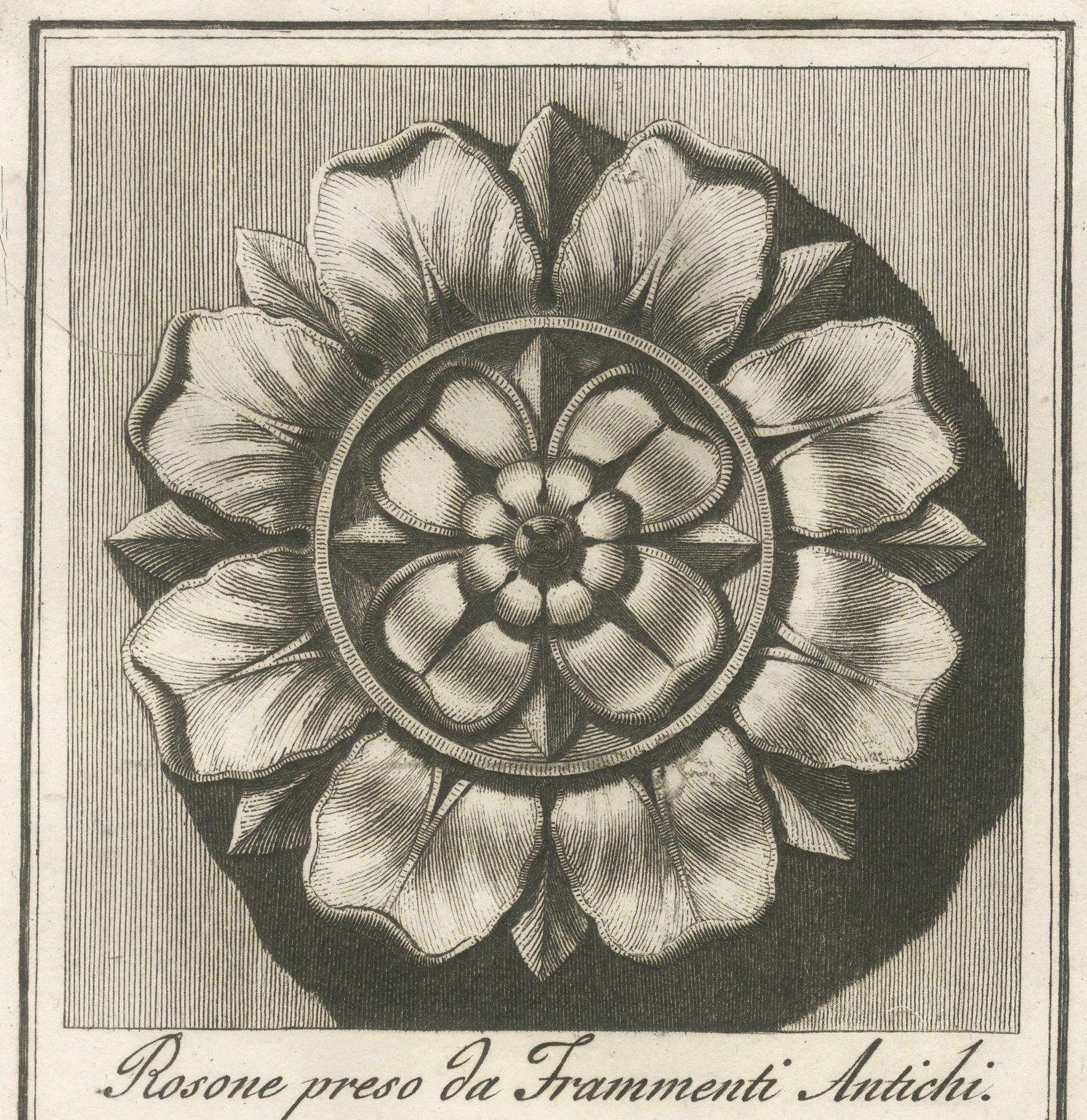 Late 18th Century Engraving of an Antique Rosette Plate 45 by Antonini, circa 1780 For Sale