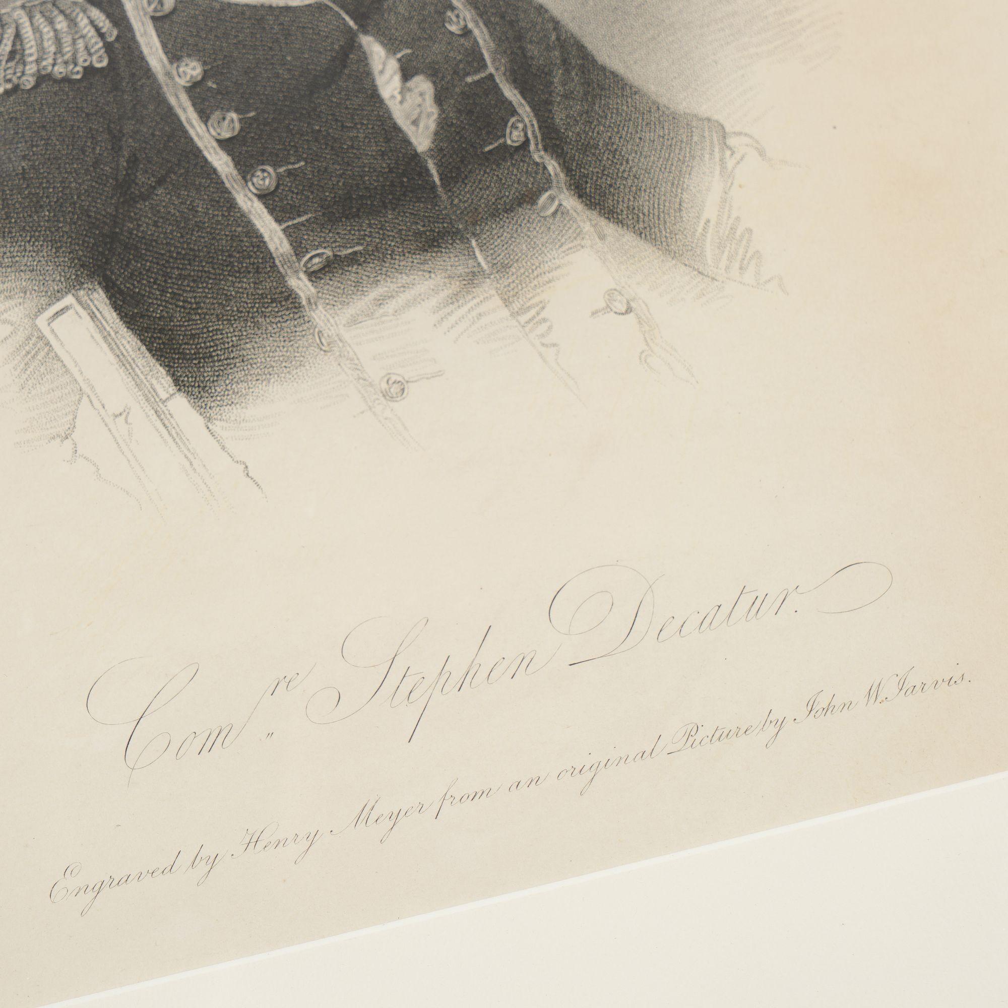 Incisione del Commodoro Stephens Decatur di John Jarvis, 1825 In condizioni buone in vendita a Kenilworth, IL