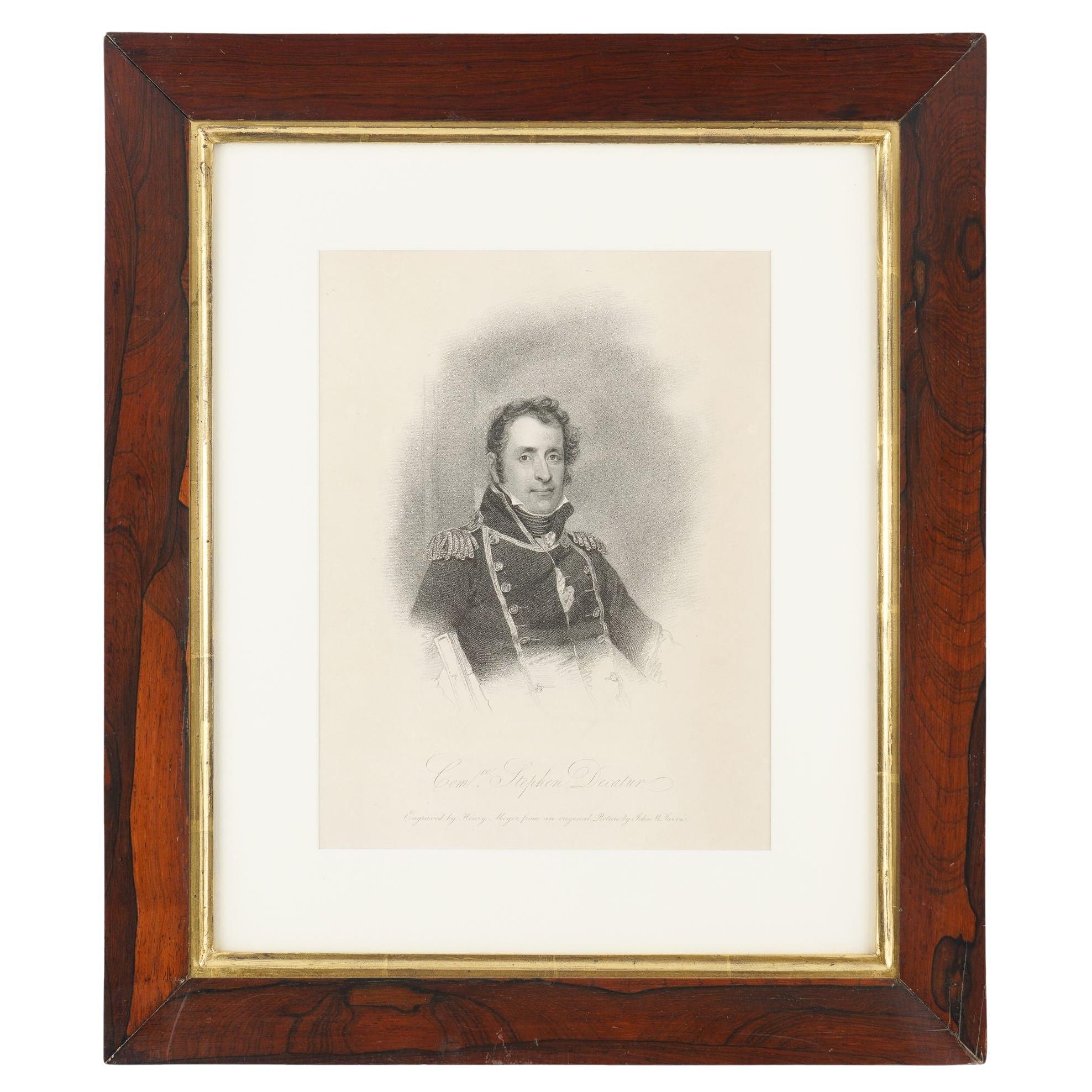 Incisione del Commodoro Stephens Decatur di John Jarvis, 1825 in vendita