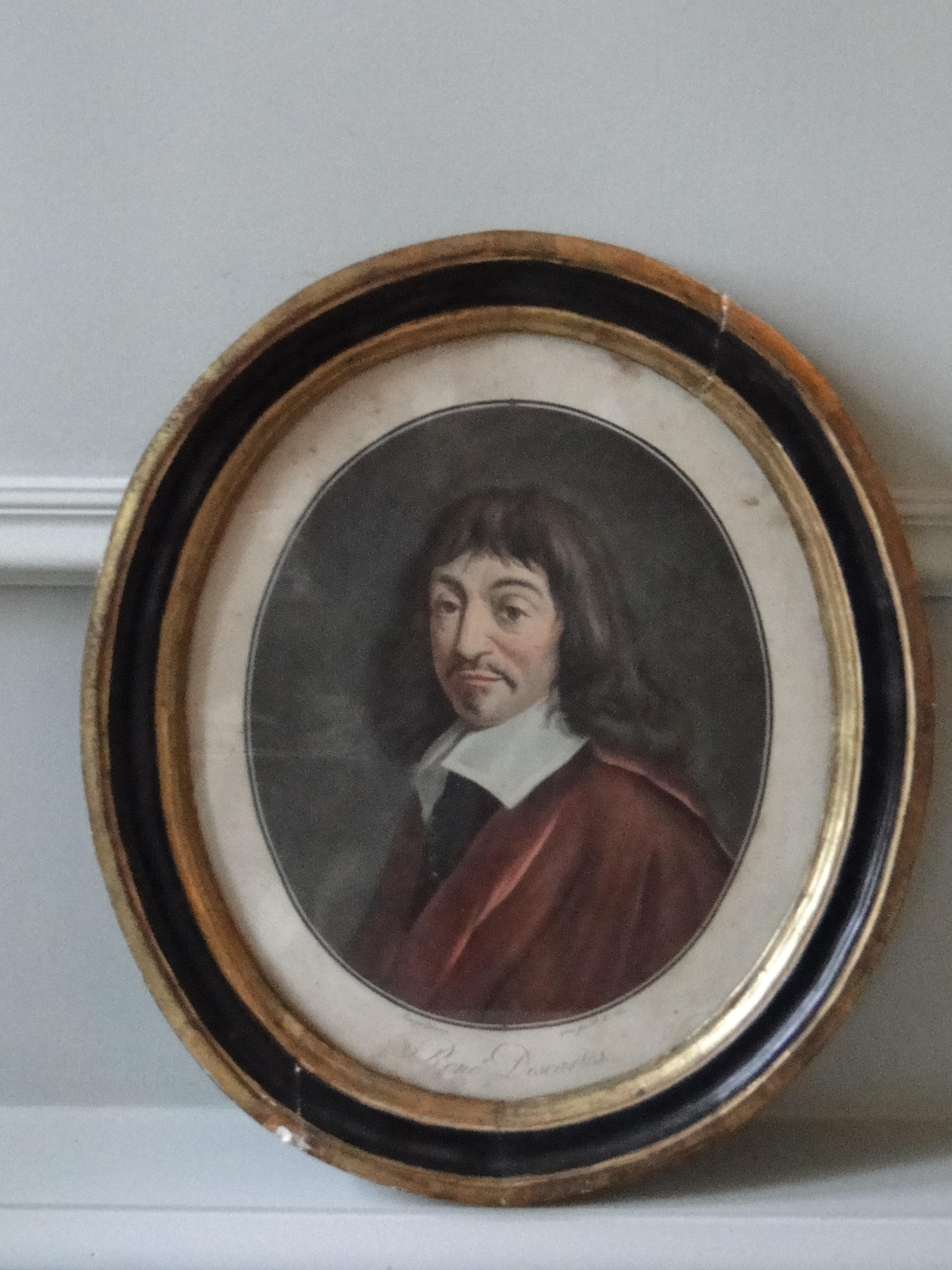 18th Century and Earlier Engraving of Descartes by Pierre Michel Alix painted by Garnerey For Sale