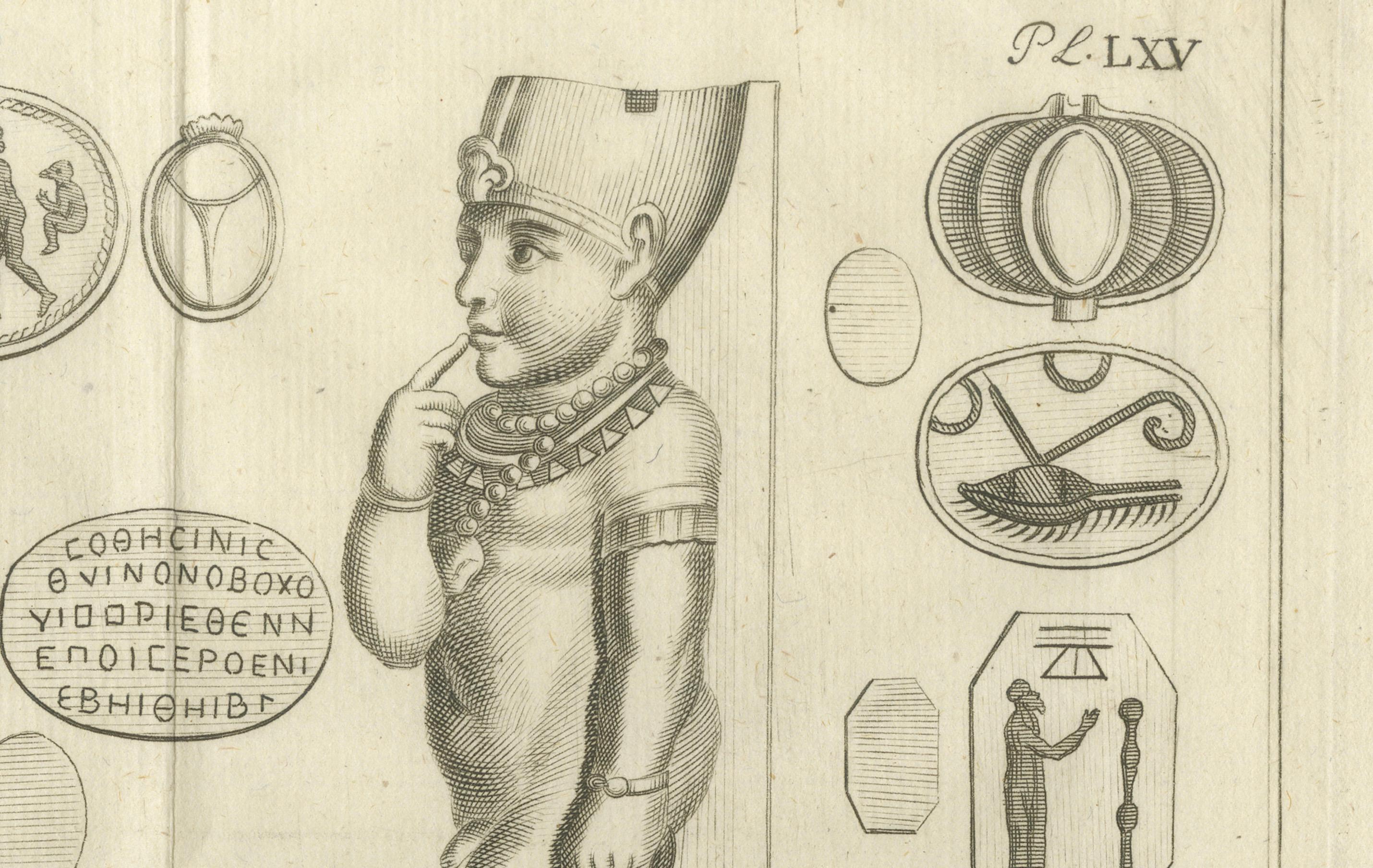 Kupferstich von Harpokrates und altägyptischen magischen Siegeln, um 1776 im Zustand „Gut“ im Angebot in Langweer, NL