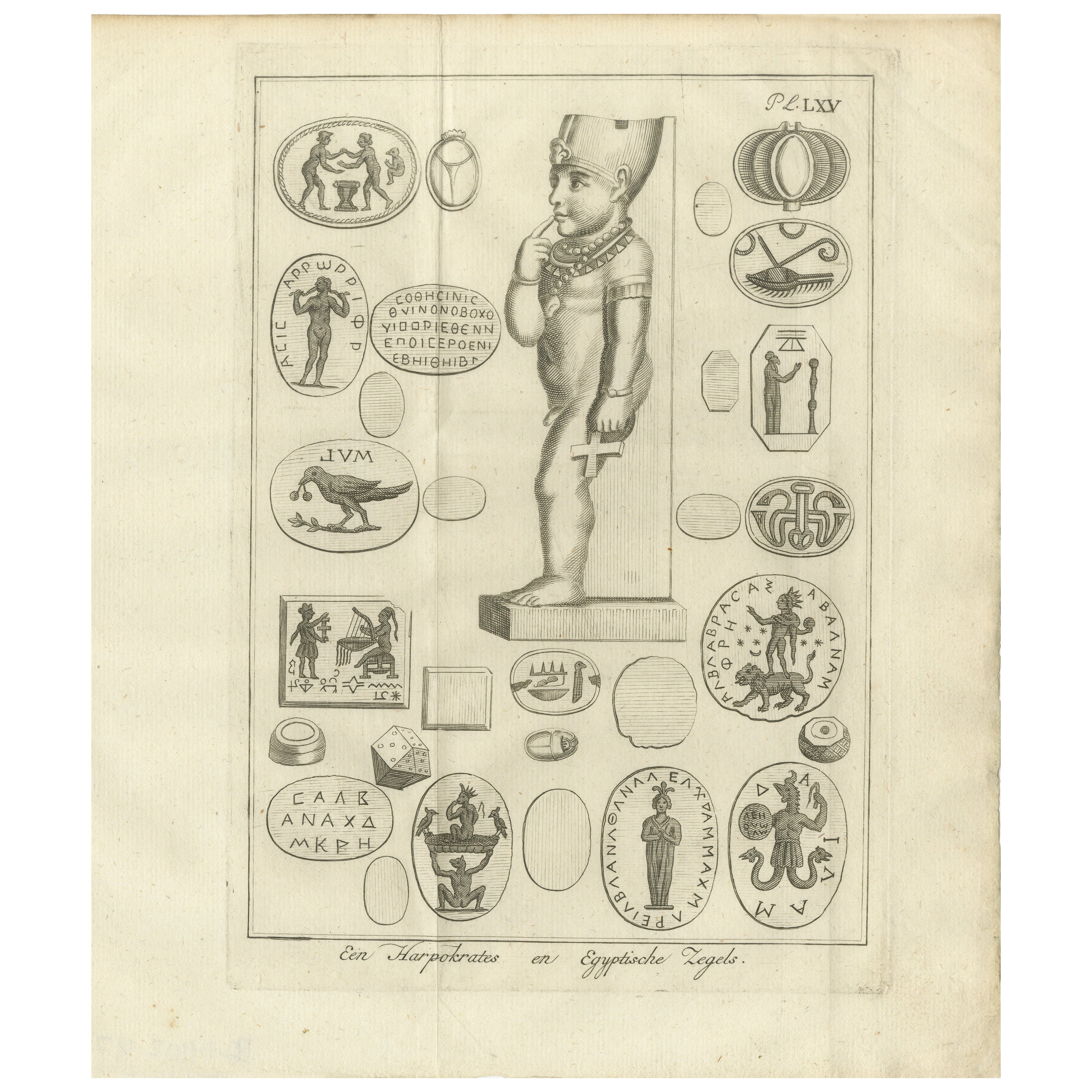 Gravure d'Harpocrate et des sceaux magiques de l'Égypte ancienne, c.1776