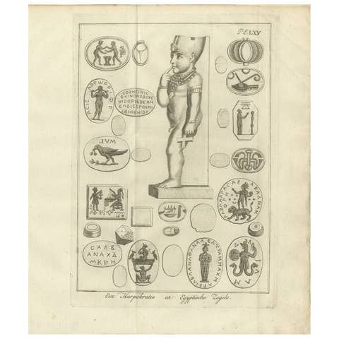 Engraving of Harpocrates and Ancient Egyptian Magical Seals, c.1776
