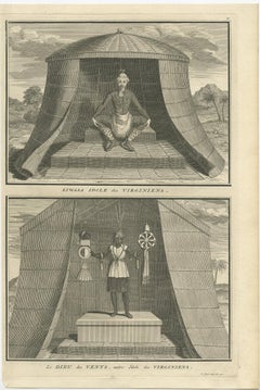 Engraving of Idols of Secotam Village in Virginia 'or now North Carolina', 1721