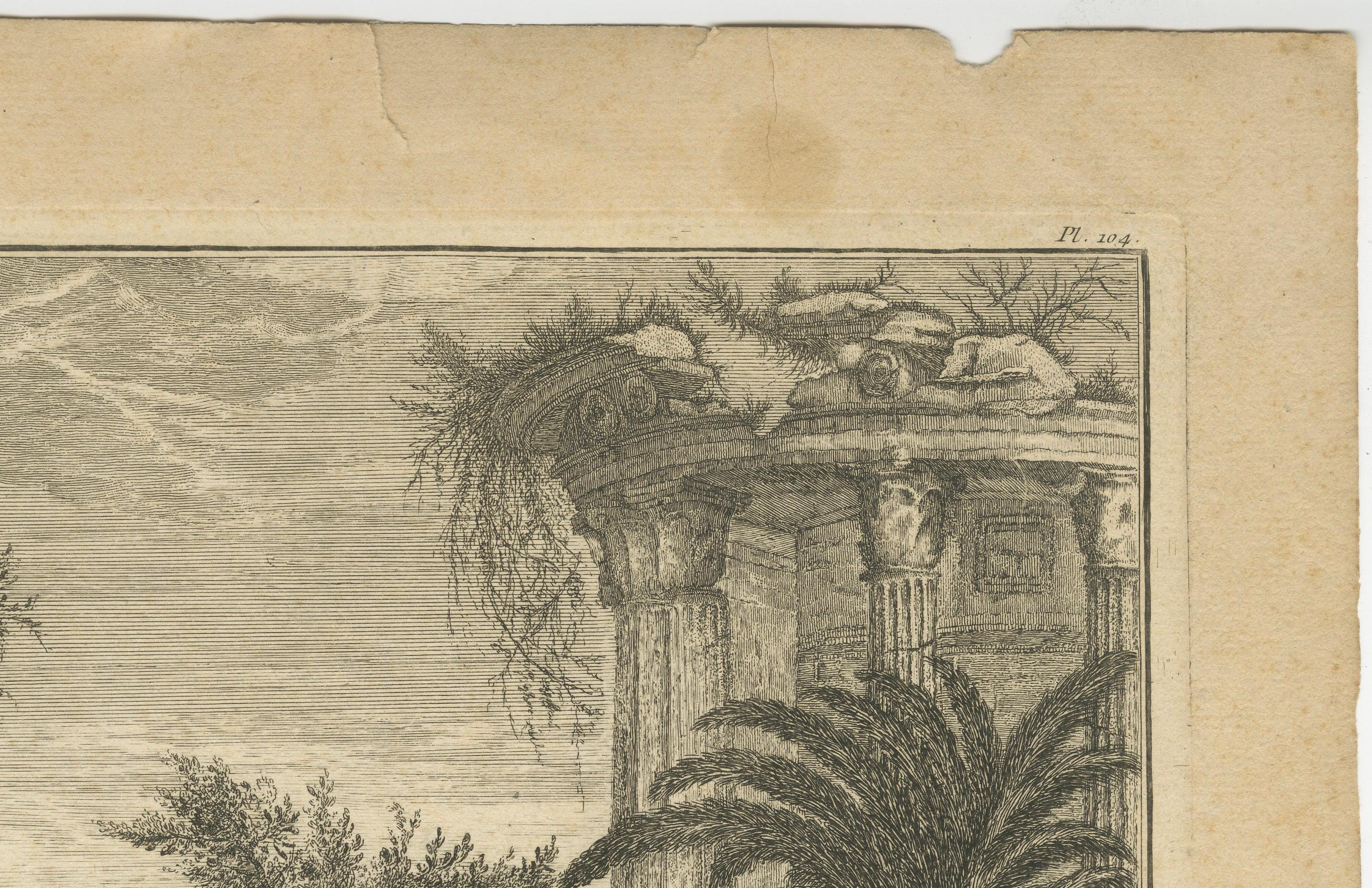 Engraved Engraving of Julius Ceasar's Ruins and Skeleton: A Charpentier Vanitas, 1757 For Sale