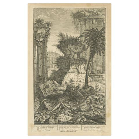 Engraving of Julius Ceasar's Ruins and Skeleton: A Charpentier Vanitas, 1757