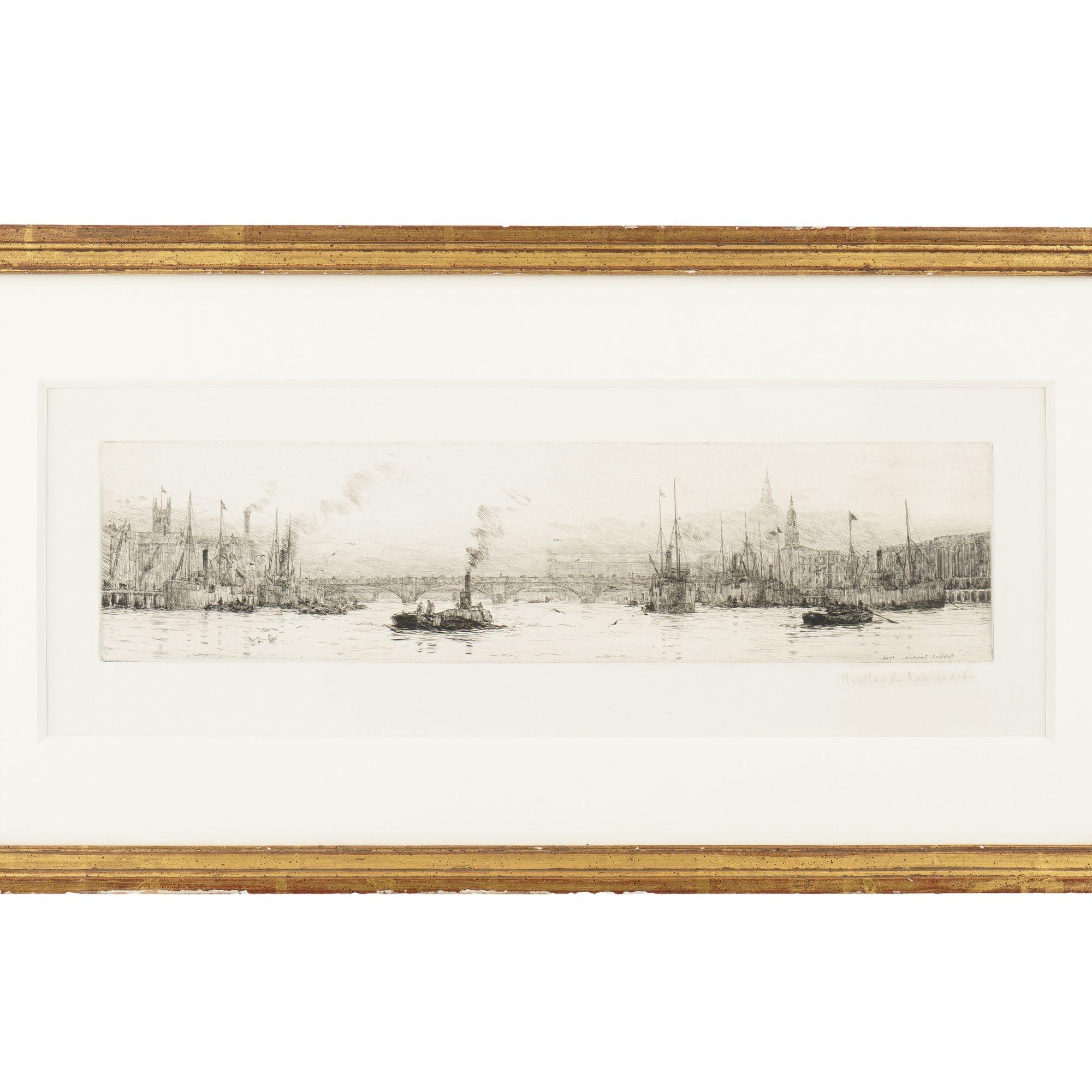 Widescreen-Kupferstich von London an der Themse von den Docklands aus.
Englisch, 1926.

Abmessungen: 20-1/4