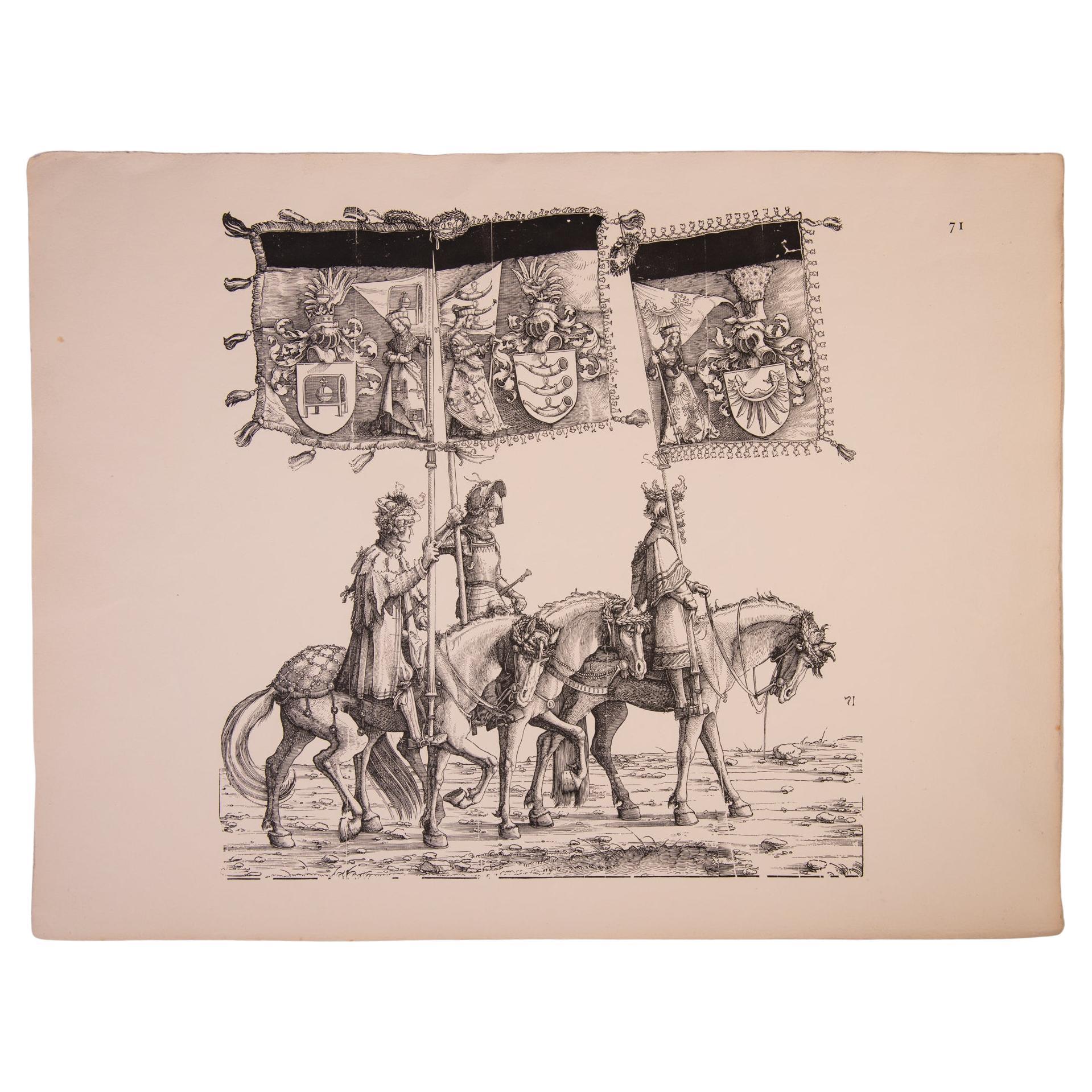 Engraving of Maximilian I° Roman Emperor "Knights in a Parade"
