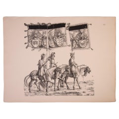 Antique Engraving of Maximilian I° Roman Emperor "Knights in a Parade"