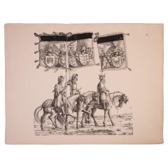 Grabado de Maximiliano I° emperador romano "Caballeros en un desfile"