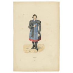 Gravur des mittelalterlichen Bourgeois: Ein Porträt der städtischen Raffinesse, 1847