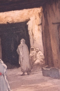 Engraving of Morocco Street Scene Signed Ch Manuel, circa 1920