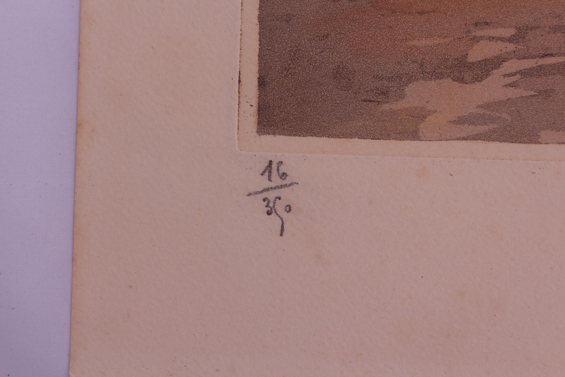 Grabado de escena callejera de Marruecos Firmado Ch Manuel, hacia 1920 Papel