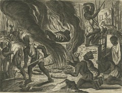 Engraving of Rituals and Cremation Ceremonies in New Spain by Montanus, 1673
