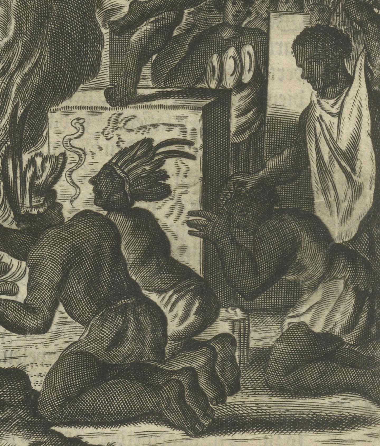 Gravur von Ritualen und Krönungseremonien in Neuspanien von Montanus, 1673 (Spätes 17. Jahrhundert) im Angebot