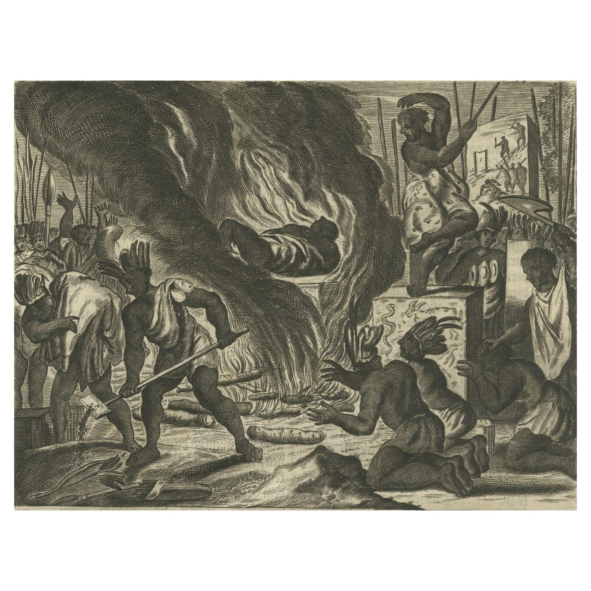 Gravure des cérémonies rituels et de création en Nouvelle-Espagne par Montanus, 1673
