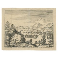 Engraving of Roman Punishments of Mass Crucifixion Outside the City Wall, 1690