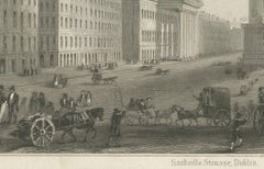 Engraving of Sackville Street and Customs House, Dublin, 1849