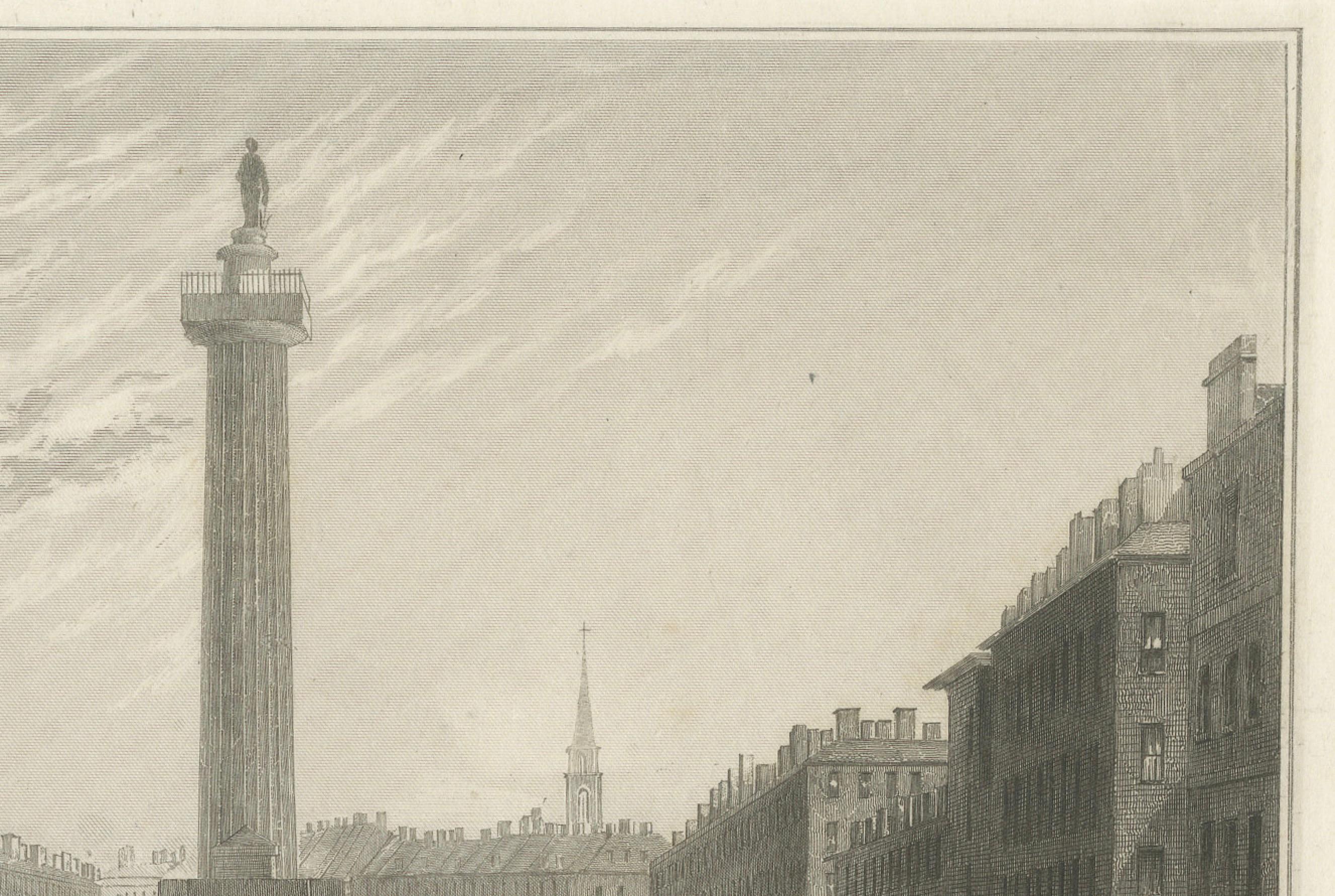 Gravure de Sackville Street et Customs House, Dublin, 1849 Bon état - En vente à Langweer, NL