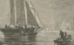 Engraving of Sailing Boats in Possibly Victoria Harbour, Hong Kong - ca.1850