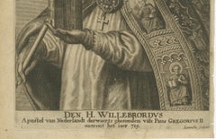 Engraving of Saint Willibrord by Robert Lommelin – Apostle to the Frisians, 1667