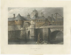 Engraving of Sandwich in Kent, One of the Cinque Ports in the UK, 1841