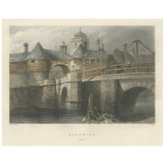 Incisione di Sandwich nel Kent, uno dei Cinque Porti del Regno Unito, 1841