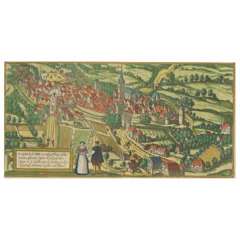 Engraving of St. Gallen and its Monastery, from Civitates Orbis Terrarum (1575)