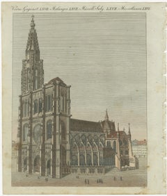 Engraving of Strasbourg Cathedral, Gothic Masterpiece in Alsace, 1805