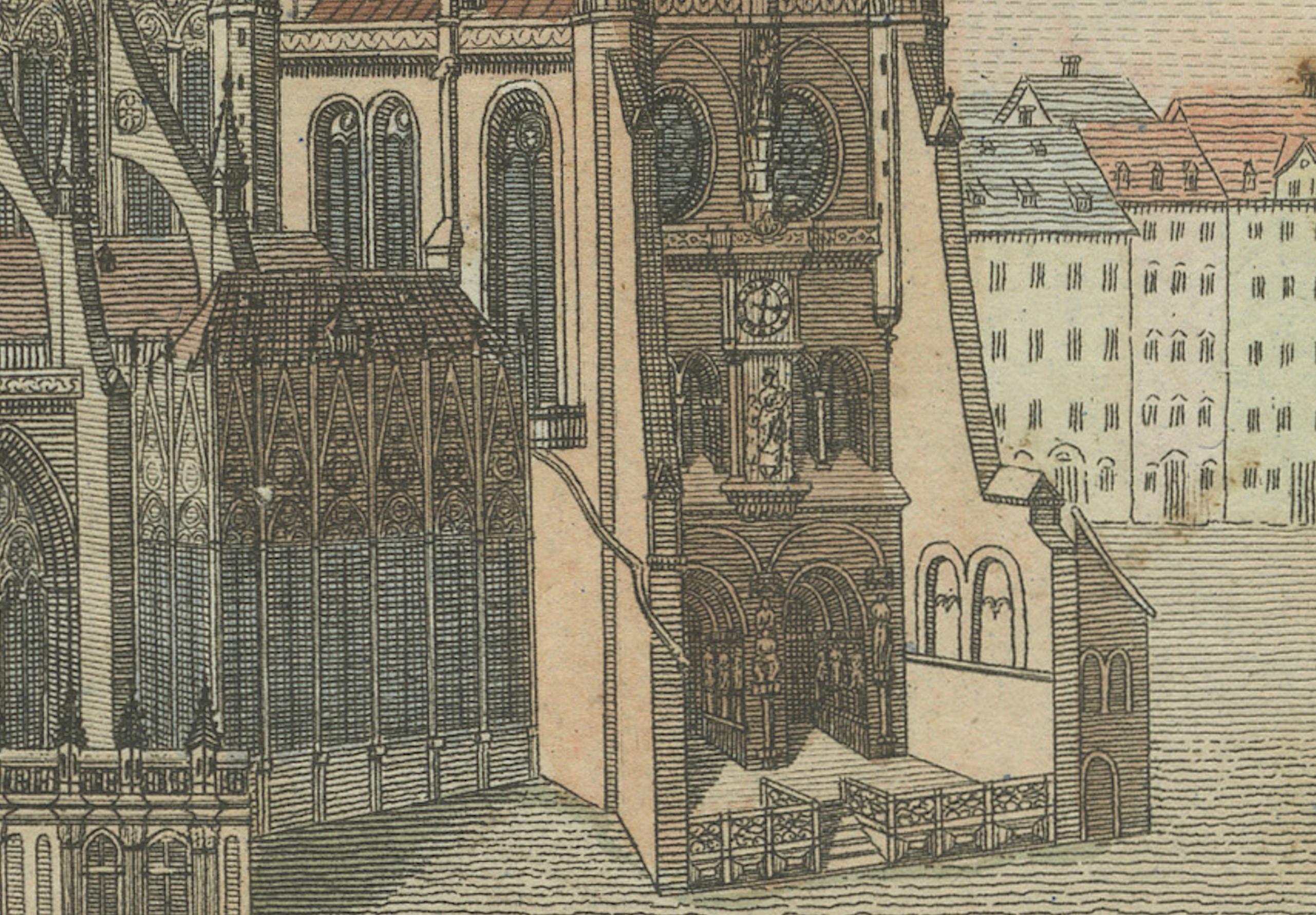 Engraved Engraving of Strasbourg Cathedral, Gothic Masterpiece in Alsace, 1805 For Sale