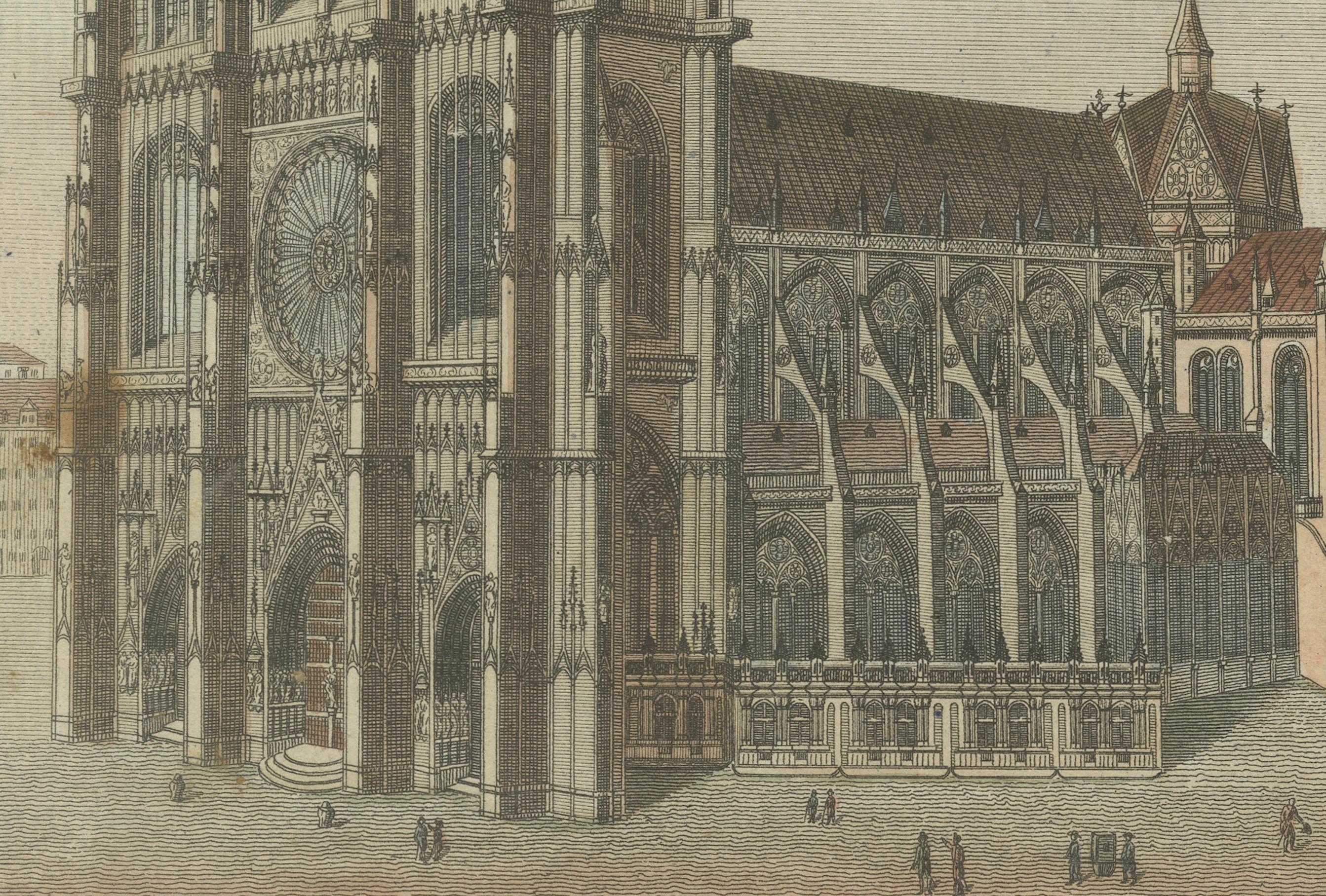 Engraving of Strasbourg Cathedral, Gothic Masterpiece in Alsace, 1805 In Good Condition For Sale In Langweer, NL