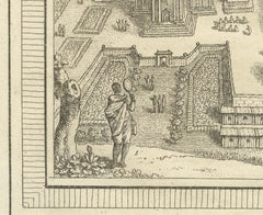 Engraving of Thai Buddhist Temple and Monastery in Ayutthaya, Siam, 1751