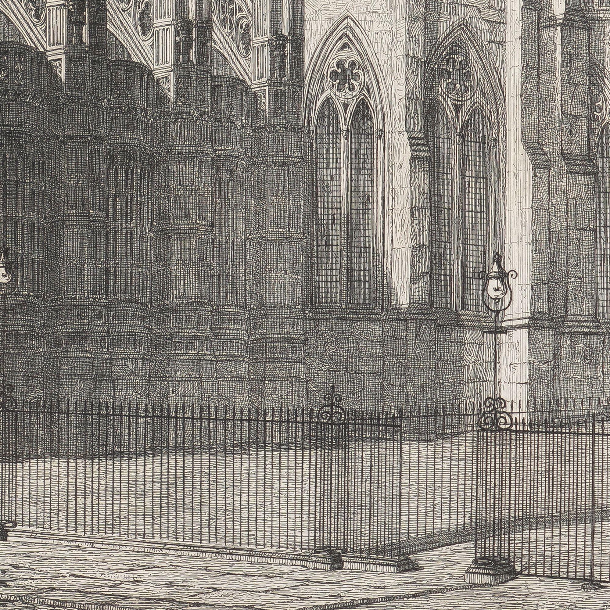 Gravur der Abteikirche von Westminster in Westminster von John Coney, 1820 im Zustand „Gut“ im Angebot in Kenilworth, IL