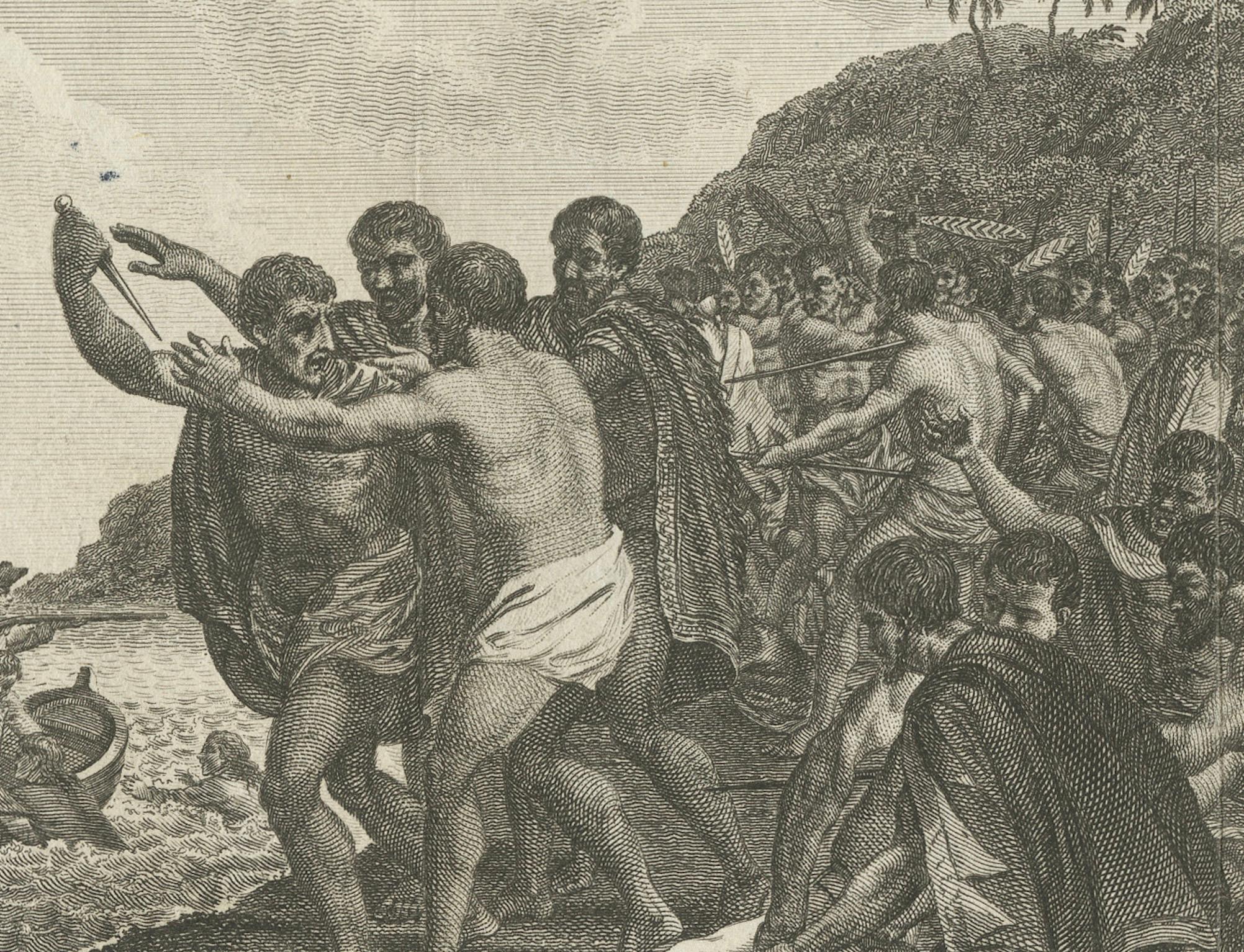 Engraved Engraving of The Death of Captain James Cook at Kealakekua Bay, Hawaii, 1784 For Sale