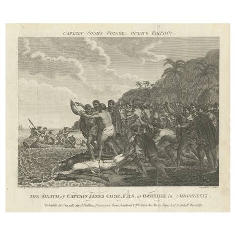 Engraving of The Death of Captain James Cook at Kealakekua Bay, Hawaii, 1784