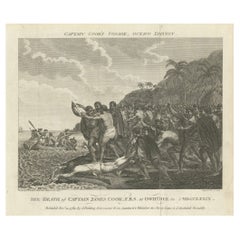 Gravur des Todes von Kapitän James Cook in der Kealakekua Bay, Hawaii, 1784