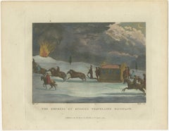 Engraving of the Empress of Russia's Night Carriage Amidst Eruption, 1784