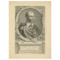 Gravure de Torquato Tasso, grand poète italien du 16e siècle, 1724
