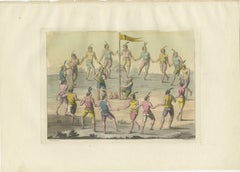 Engraving of Traditional Chilean Circle Dance: A Festive Gathering in 1827 Chile