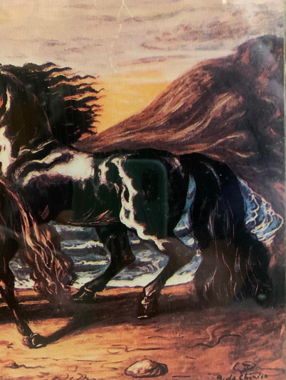 Gravur auf versilberter Folie von Giorgio De Chirico, das Pferde repräsentiert (Moderne der Mitte des Jahrhunderts) im Angebot