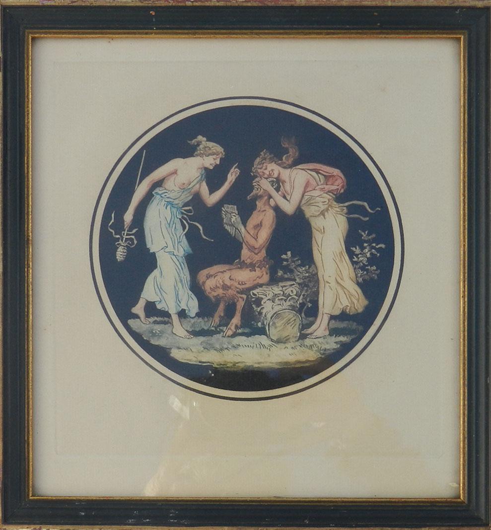 Engraving Pan and Nymphs Allegorical French Print after Jean Guillaume Moitte  5