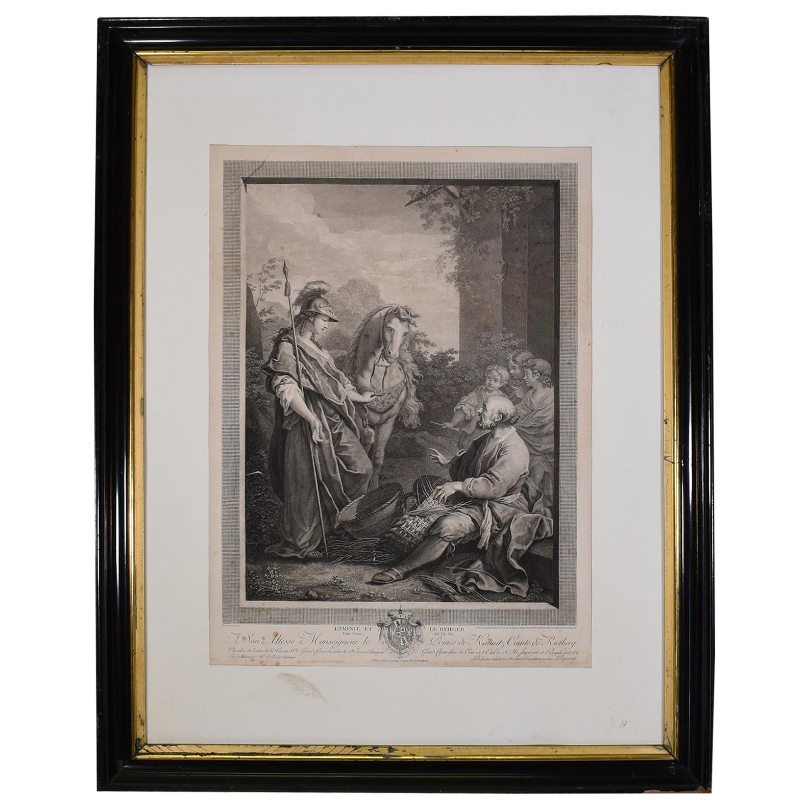 19th Century Engraving or Print in Frame