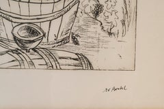 Gravure sous verre, 2/3, signée Ev Bouteil, Les vendanges, 20e siècle.