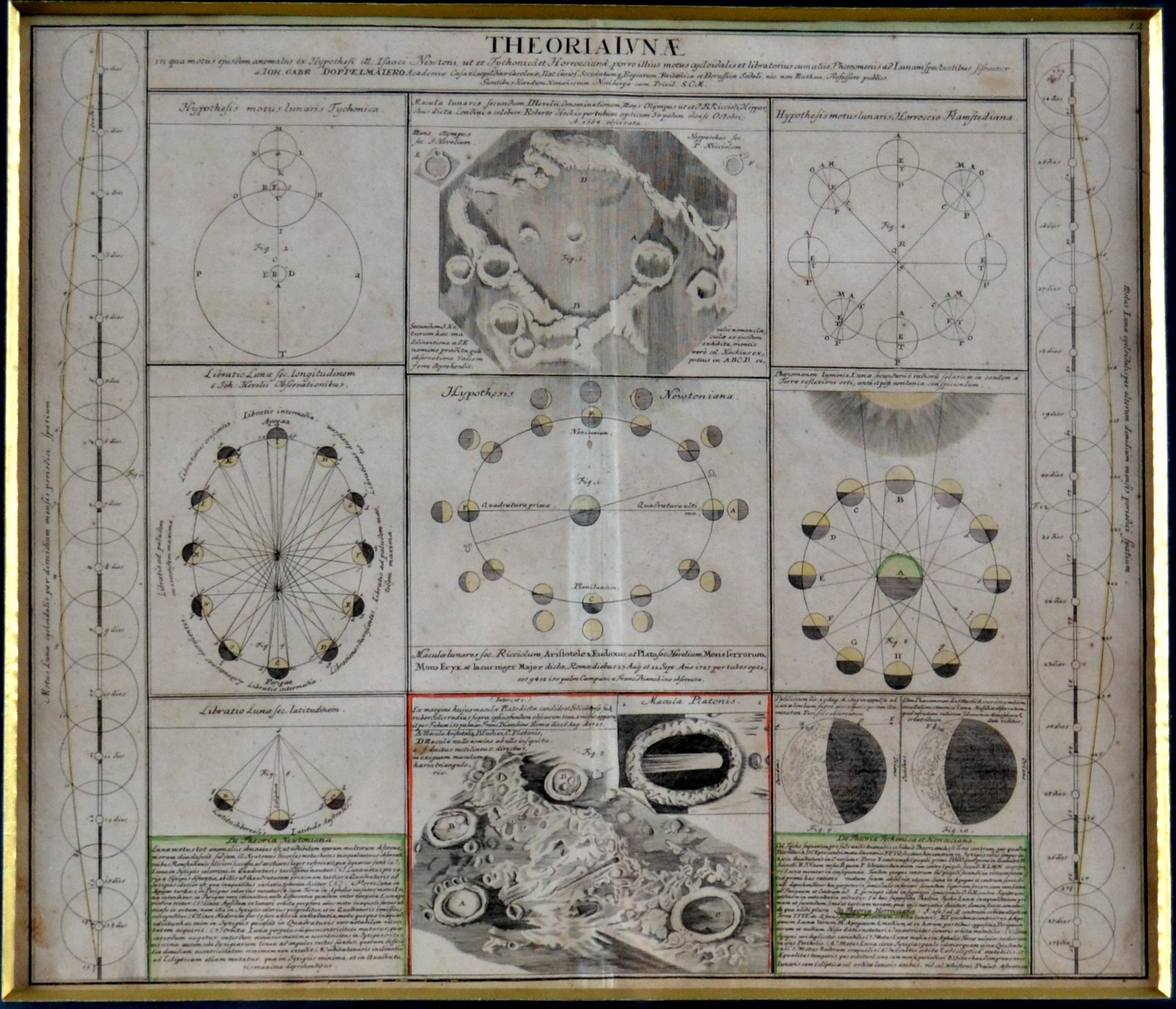 Six 18th Century Celestial Charts Engravings in Brass Frames by Doppelmayr In Good Condition In London, GB