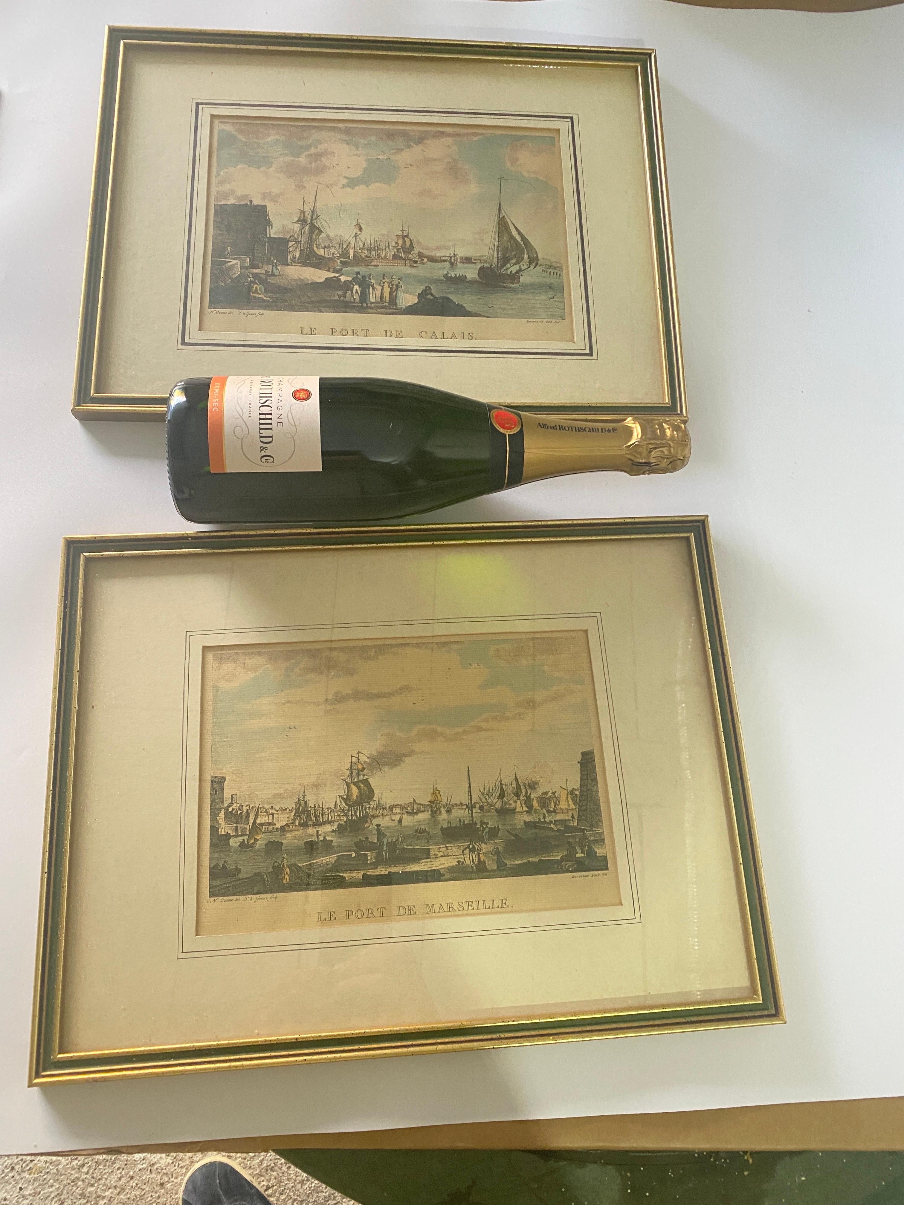 Engravings in Gold Wood Frame, representing French navigation ports, France 19th For Sale 6