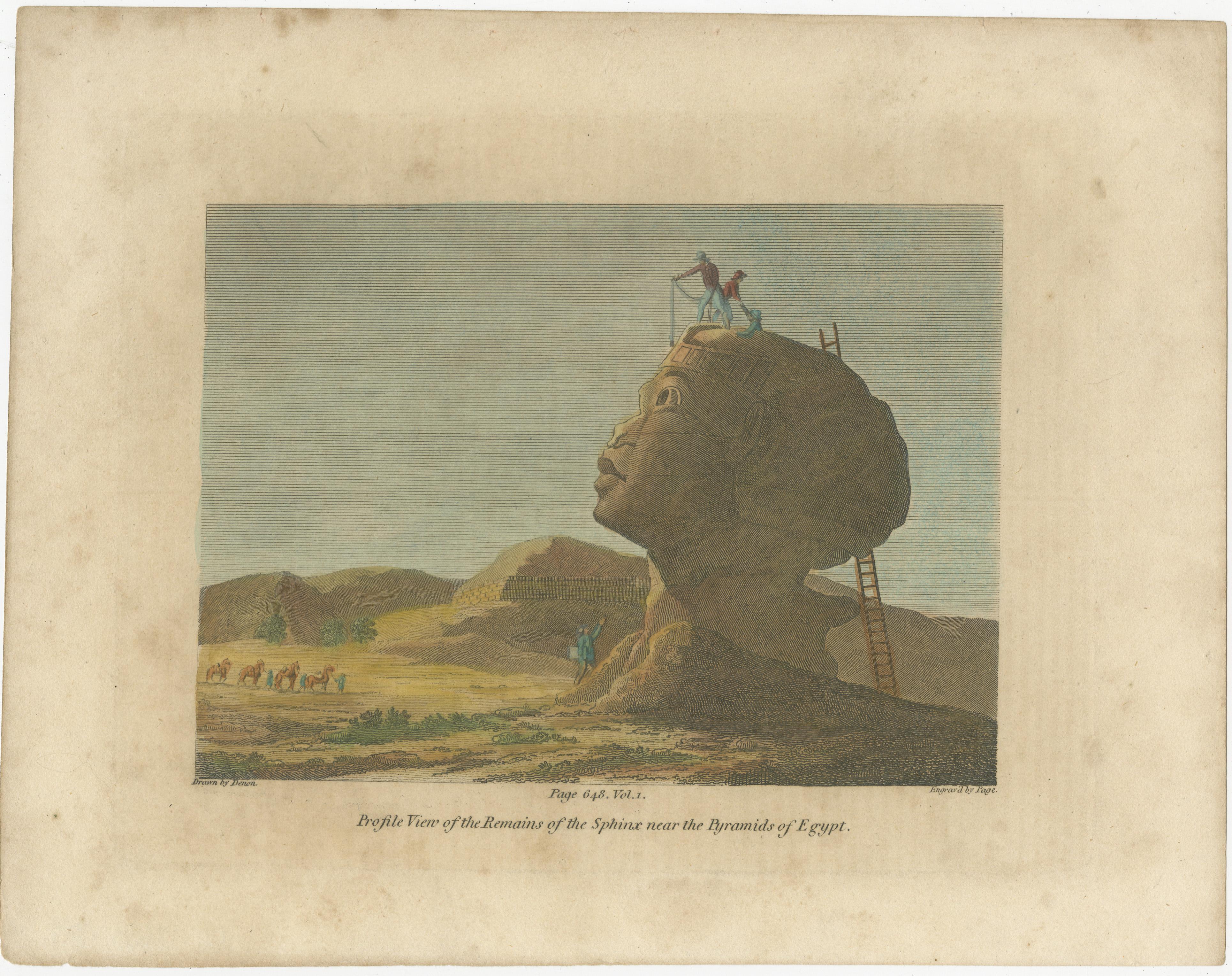 Gravur des ägyptischen Sphinx und der Hermopolis: Early European Exploration, um 1795 (Graviert) im Angebot
