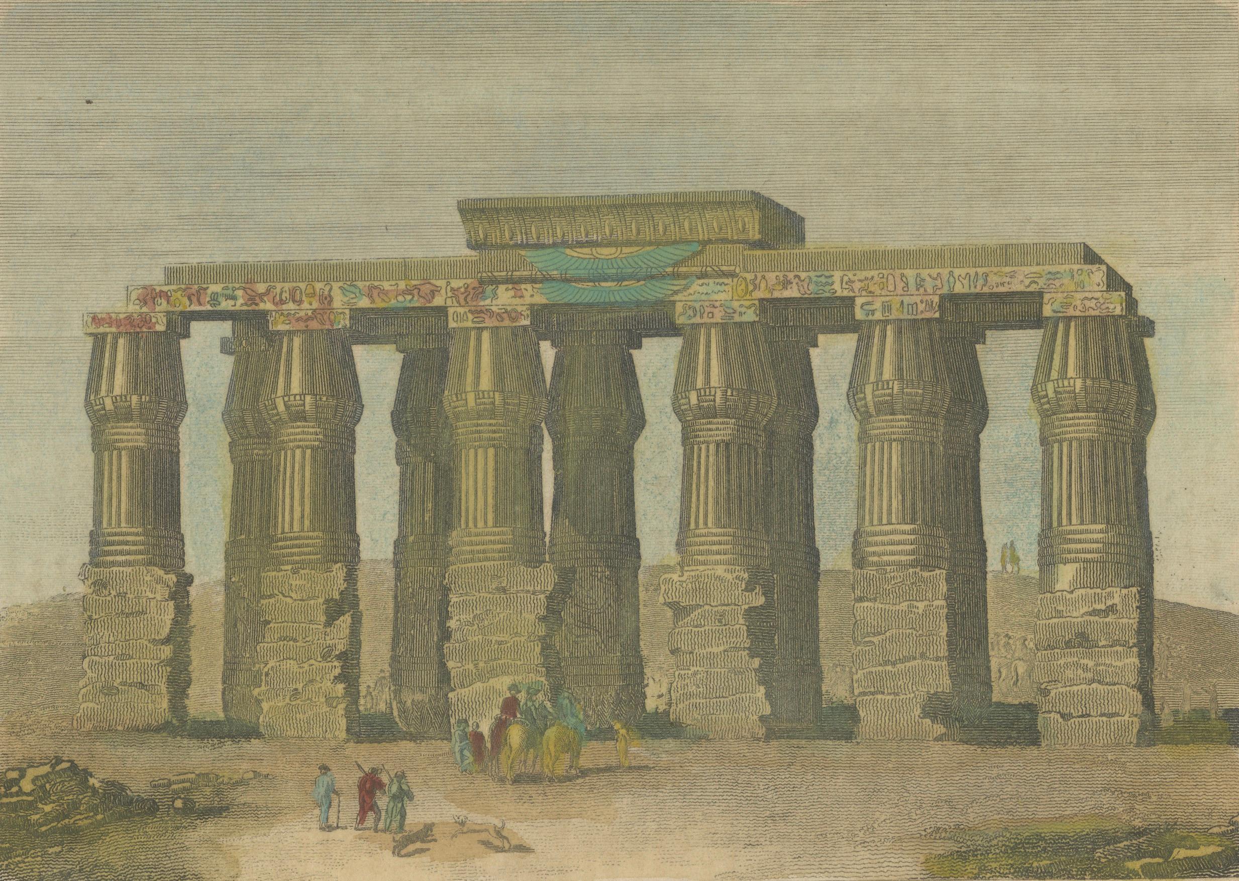 Gravur des ägyptischen Sphinx und der Hermopolis: Early European Exploration, um 1795 im Zustand „Relativ gut“ im Angebot in Langweer, NL