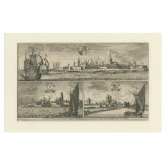 Gravur von Harlingen, Stavoren und Sneek in Friesland, Niederlande, 1680