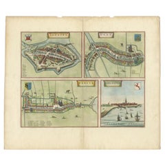 Engravings of the Frisian Cities of Sloten, IJlst, Workum and Hindelopen, c.1650